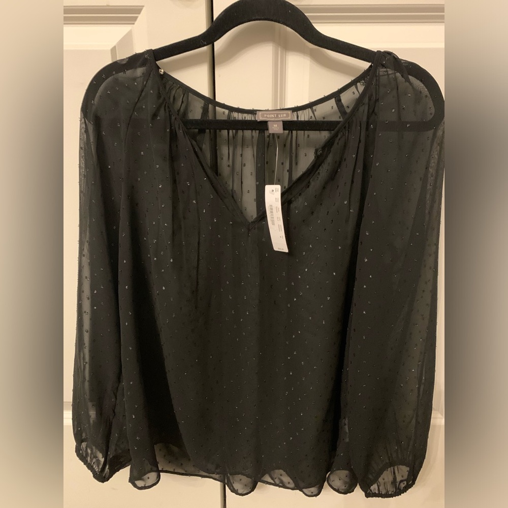 JCrew Point Sur sheer black blouse New with Tags